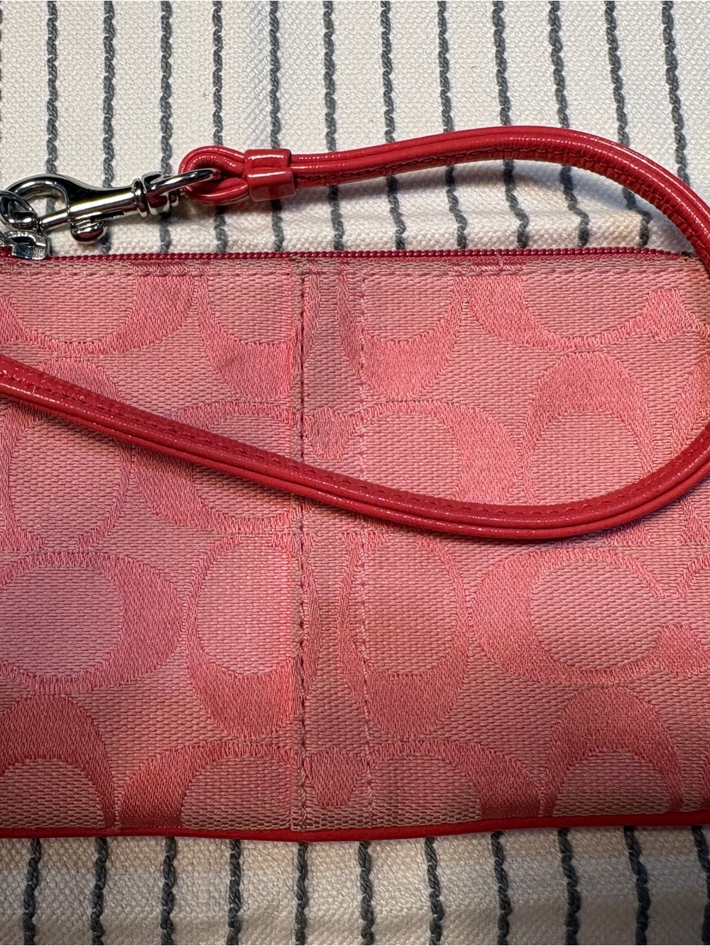 Coach Pink Signature Canvas Wristlet Pouch - Picture 2 of 3